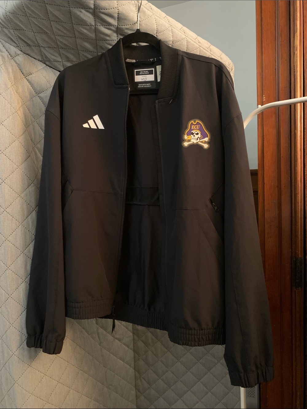 adidas Black Bomber Jacket with ECU Pirate Patch
